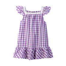 (7 Years, Purple) Beebay Y/d check lace detail dress Purple