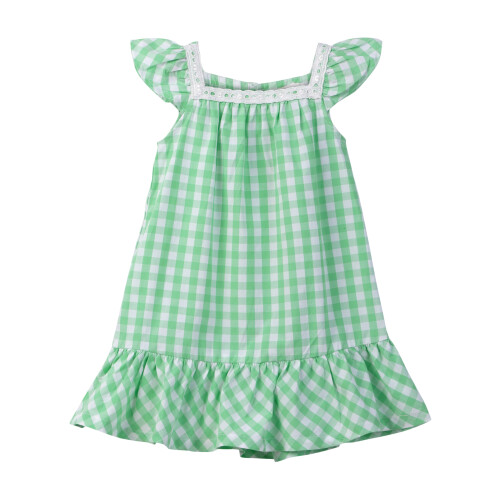 (7 Years, Green) Beebay Y/d kariertes Kleid mit Spitzendetails Grün