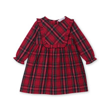 (6-12 Months, Red) Beebay tartan jurk met juk in rood