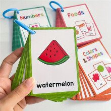 Colors & Shapes Fruits & Vegetable Foods Numbers 4 Themes English Words Learning Cards for Kids Memory Educational