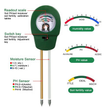 Three in 1 Soil Detector Soil Fertility Tester PH Meter Moisture Analyzer Gardening Tool for Flowers Farm Lawn