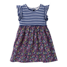 (6-12 Months, Navy) Beebay MixMedia Ruffle Sleeve Dress Navy