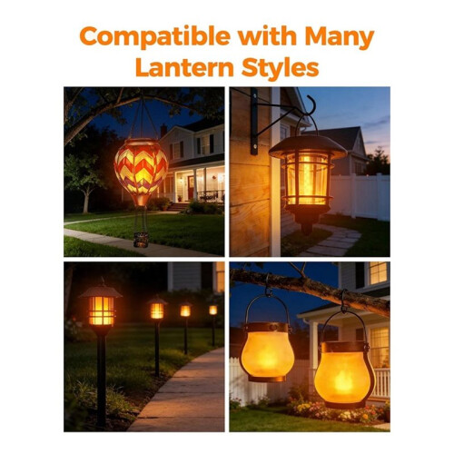 2 Pcs Solar Light Replacement Top with Flickering Flame(Waterproof Solar Panel Lantern Light ) Replacement Parts 2