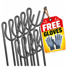 Fencing Pin 1.15m Long 8mm Thick Pins, Steel Fencing Road Rod, Garden Metal Fence Stakes for Temporary Outdoor Garden Fencing and Signage (10 Pack)
