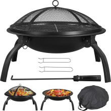HH Home Hut Fire Pit for Garden — Portable Folding Outdoor Firepit with BBQ Gril