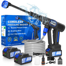 Cordless Pressure Washer, 6 in 1 Portable Power Washer with Trigger-Controlled Variable Pressure, Cordless Power Washer with 2 Battery, Battery Press