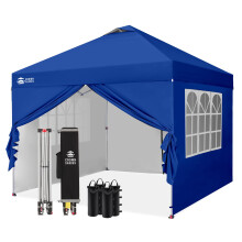 CROWN SHADES Pop Up Gazebo with 4 Sides, 3m x 3m Waterproof Pop Up Tent, CenterLok One Push Instant Garden Shelter, Heavy Duty Gazebo with Carry Bag,