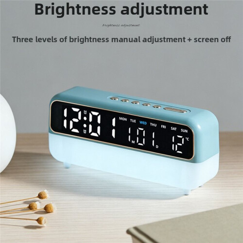 LED Digital Alarm Clock with Voice Control, Temperature Date Week Display, Adjustable Brightness Electronic Desk Clock 1