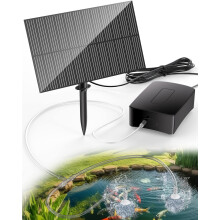 Biling Solar Pond Aerator Pond Air Pump with Battery, 0.8L/MIN Solar Pond Oxygenator 3 Modes 2 Air Stone for 100-500L Outdoor Garden Small Pond Fish