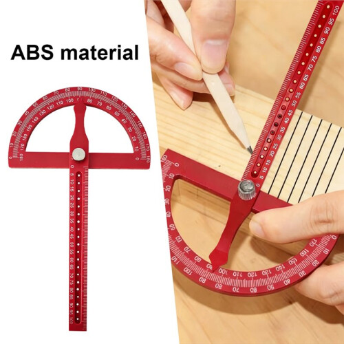 Woodworking Protractor, 180 Adjustable Angle Ruler with Marking Holes, Multi-Function Carpenter Square