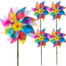 Reflective Bird Scarer Windmill,Windmills Scare Birds pigeons deterrent,Colorful Rainbow Pinwheel wind spinners for protection of garden crops, fruit