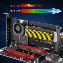 PCIe 5.0 X4 to E1.S/E3.S (EDSFF Gen-Z) SSD Adapter Card with Cooling Fan