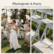 28PCS Handheld Folding White Paper Fans Foldable Bamboo Fans for Wedding DIY Crafting Wall Decor Party Favors