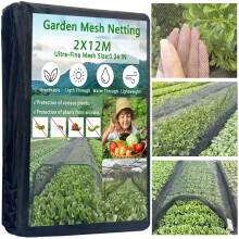 2x12M Black Thickened Garden Mesh Netting, Nano PPT Ultra Fine Plant Row Cover,30% Shade Rate Reusable and Durable Mosquito Netting Screen Bird Barri