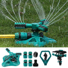 WISDOMWELL Garden Sprinkler Adjustable water spray range Suitable for large areas of lawn Automatic 360 Degree 3 Arm Rotating Sprinkler System Sprink