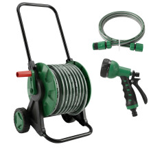 30M Garden Hose Pipe Reel Cart on Wheels | 28.5m Water Pipe | 1.5m Leader Hose |