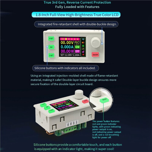 SK220S  Buck Boost Converter 9A 220W CNC Adjustable Regulator CC CV Lab Solar Charging Module 2