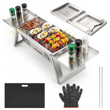 Small Portable Bbq Charcoal Grill,Mini Folding Barbecue Grill With 4-Level Heat Control,Outdoor Tabletop Bbq For Camping Essentials,Easy-To-Use Barbe