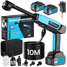 Cordless Pressure Washer, High Pressure Portable Power Washer with Dual 21V 4000mAh Batteries & Extra Long 10M Hose, 6-in-1 Nozzle Battery Powered Je