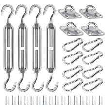 Covlongyu Awning Attachment Set, M5 Heavy Duty Sun Shade Sail Stainless Steel Hardware Kit for Rectangular/Triangles and Square, Suitable for Garden/