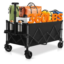 Favoyard 220L Large Capacity Festival Trolley, Heavy Duty Garden Wagon Cart, Folding Camping Trolley with All-Terrain Wheels and Adjustable Handle fo