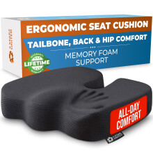 5 STARS UNITED Ergonomic Seat Cushion – Memory Foam Comfort for Tailbone, Hip & Coccyx Sitting Support – Office Chair, Car, Desk, Wheelchair & Gam