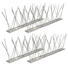 Bird Spikes Stainless Steel (1m, 4 pcs x 25cm) - 304 Rustproof Repellent with 8 Screws & 8 Zip Ties - For Balcony, Gutter, Fence & Roof