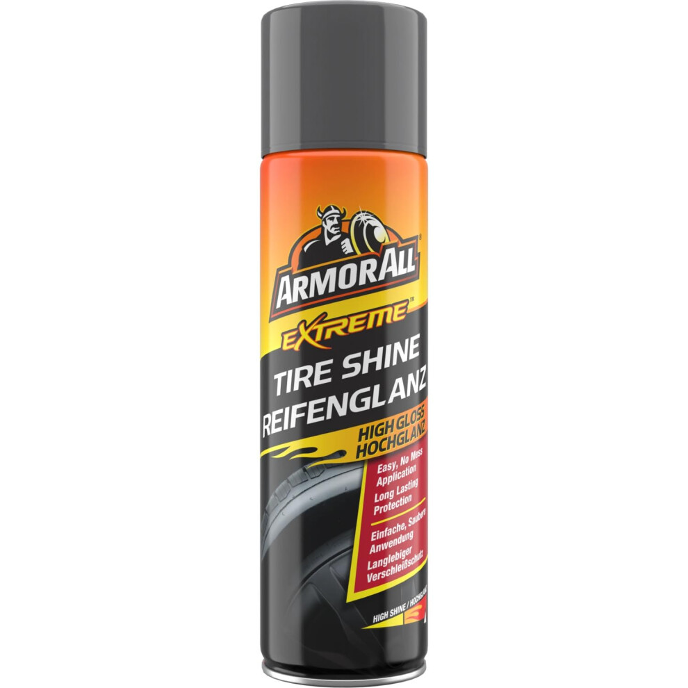 Armor All Extreme Tyre Shine Aerosol 500Ml Â High Gloss Tyre Spray For Deep Finish, NoâWipe Formula, LongâLasting Shine & Protection Black 6416812051446