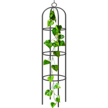 PRADICHI 2.4m Black Metal Garden Arch - Heavy Duty Powder-Coated Steel Arbor for Climbing Plants & Roses - Decorative Pergola for Weddings, Walkways