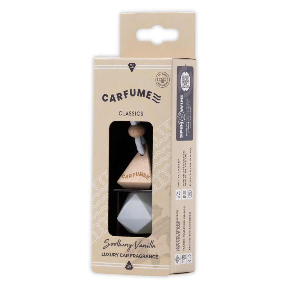 Carfume Classic Soothing Vanilla Car Air Freshener | Premium Sweet, & Nutmeg Fragrance | Luxury Unisex Recyclable Scented Diffuser - Odour Elim Cream 5491832184498