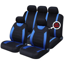 Xtremeauto Full Set of Protective Stylish Seat Covers, Sticker Included, Blue Black