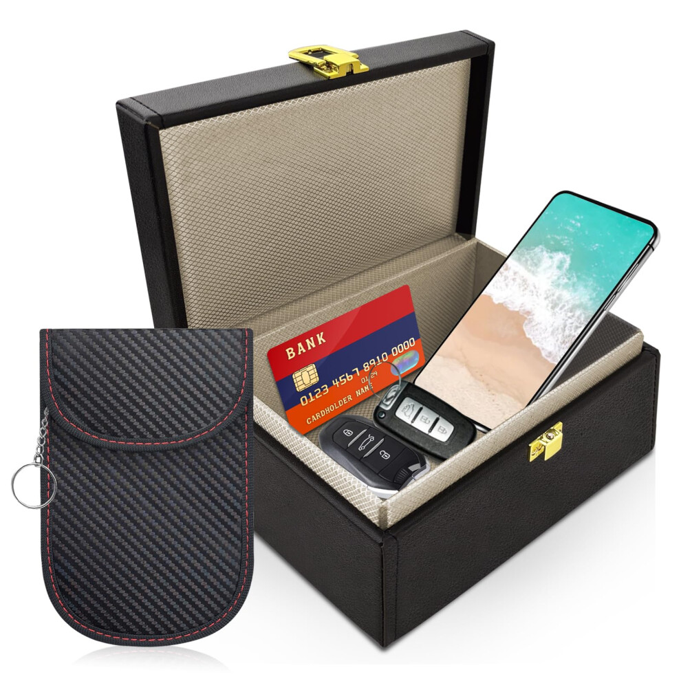 Keyless Entry Car Key Faraday Box For Car Keys With 1 Pack Faraday Pouch For Car Keys Car Key Signal Blocker Box Rfid Anti-Theft Signal Blocking Cage 5009419666222