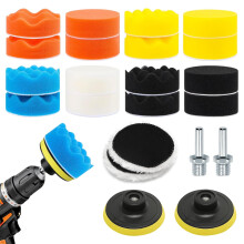 22 Pcs Car Drill Polishing Pads 3 Inch, Car Buffing Pads for Drill with M10 Drill Adapter, Drills Buffer Polisher Attachment Kit Sponge Polishing Pol