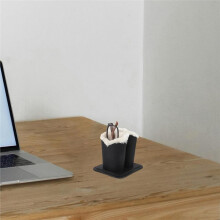 Double Slot Plush Lined Eyeglass Holder Stand for Desktop Stylish Black Textured Glasses Display Organizer