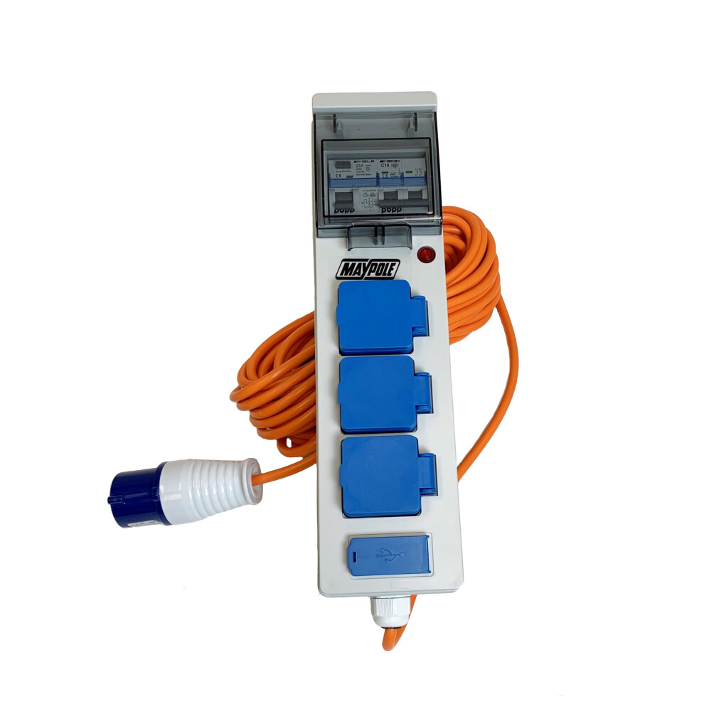 Maypole 230V 13A Mobile Mains Power Unit With Usb For Caravans, Camping, Campervans, Motorhomes 9355619437763