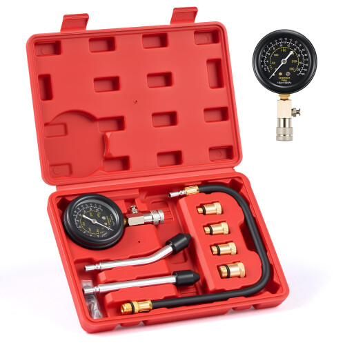 OMT Petrol Engine Compression Tester Kit 9pc, 0-300 PSI Cylinder M10-M18