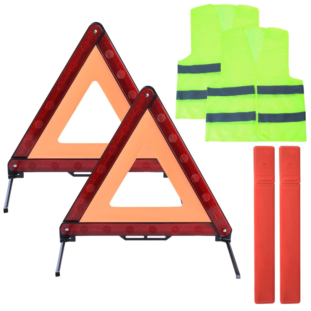 Ljhome 2 Pcs Car Emergency Warning Triangle And 2 Pcs Reflective 5006321781371