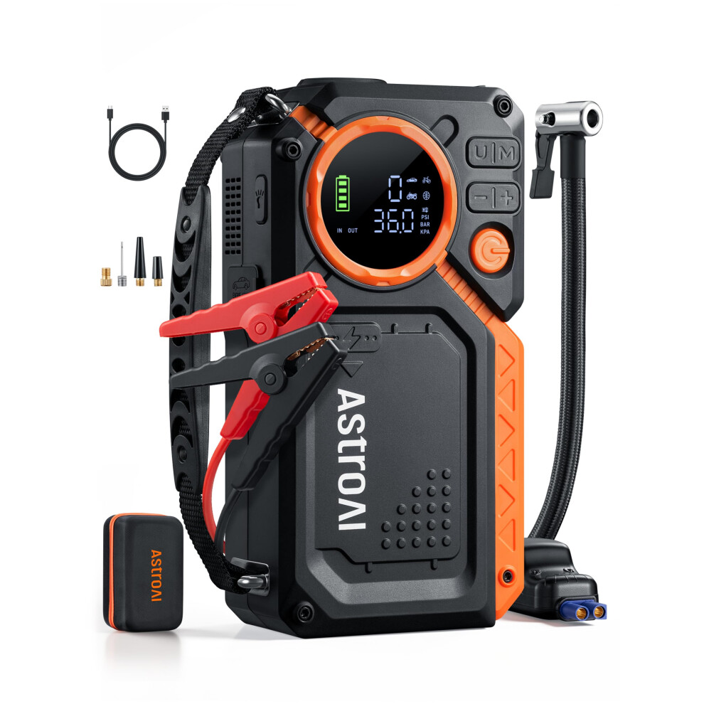 Astroai 8000A Jump Starter Power Pack With Air Compressor, Car Battery Booster Jump Starter And 150Psi Tyre Inflator, All Petrol/12L Diesel Vehicles, 5008787128455
