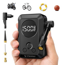 ETENWOLF Mini Electric Bike Pump, 10.34 BAR Portable Bicycle Air Pump with Presta and Schrader Valve for Mountain Bike,Road Bike,Motorcycle,Sport Bal