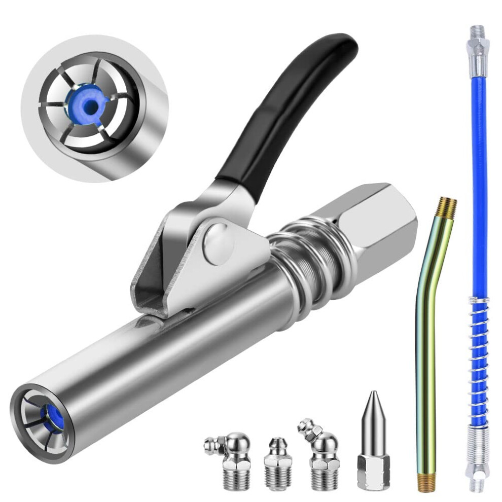 Uraqt Grease Gun Coupler, 12,000 Psi Grease Guns Coupler G Coupler Quick Release, High Pressure Grease Gun Coupler, Heavy Duty Single Handle Grease M 5001605501058