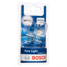 Bosch W21W (382W) Pure Light Halogen Headlight Bulbs, 12 V 21 W, Original Quality - Socket Type W3x16d - Pack of 2 Replacement Car Light Bulbs