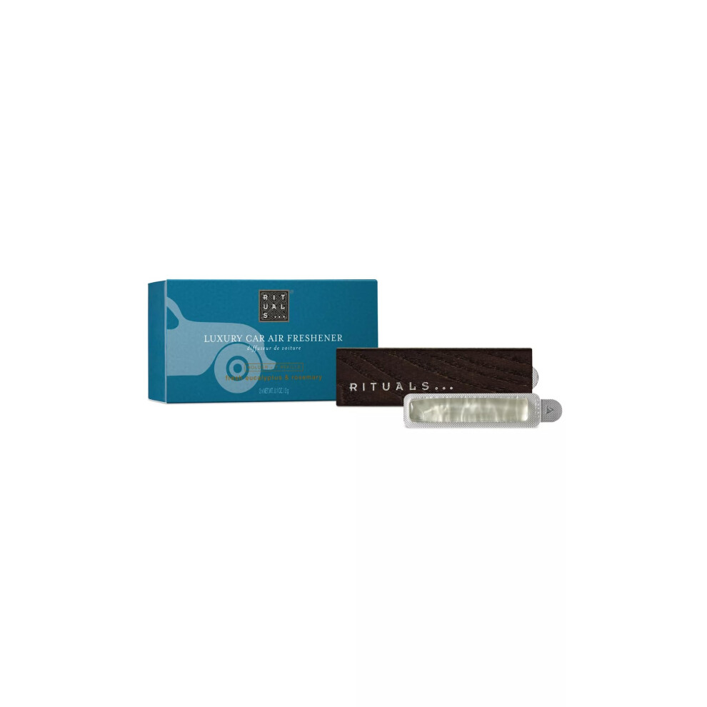 Rituals The Ritual Of Hammam Car Air Freshener Set – 1 Reusable Wooden Holder + 2 Refills – Eucalyptus & Rosemary – 2 X 3 G