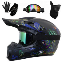 Youth Adult Electric Dirt Bike Full Face Motorbike Helmet Set for Boys Girls Quad Bikes BMX MTB ATV Offroad Helmet with Goggles Gloves Mask DOT Appro