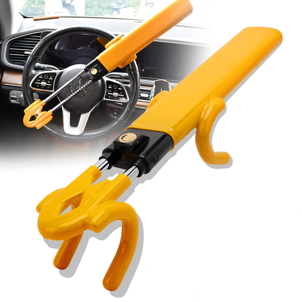 Steering Wheel Lock,Twin Bar Steering Wheel Locks,Car Anti-Theft Device Security Device,Car Retractable Steering Lock With 2 Keys,Universal Fit For A 3665146619935