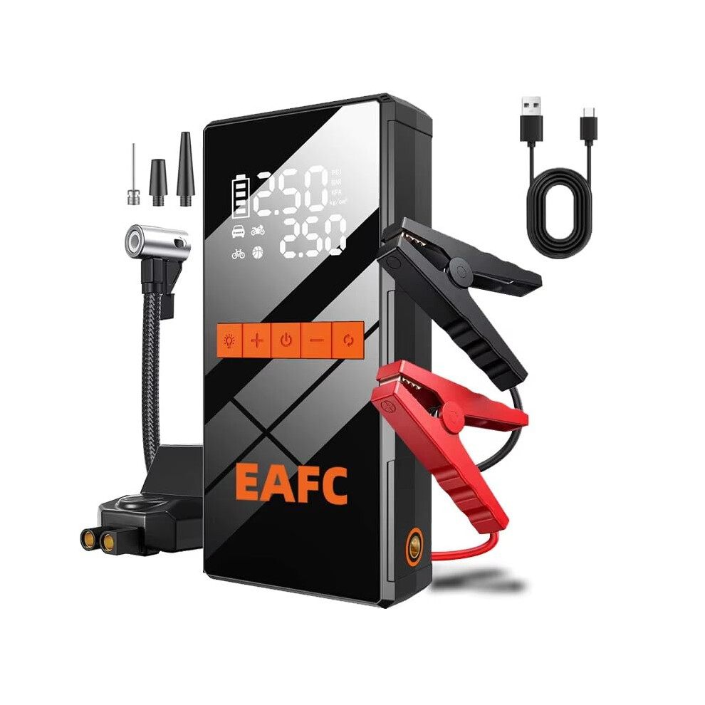 Eafc 4000A Car Jump Starter Power Pack With 150Psi Air Compressor, 12V Portable Car Battery Booster Jump Starter With Smart Jumper Cables, Usb-C Fast 5002868020560