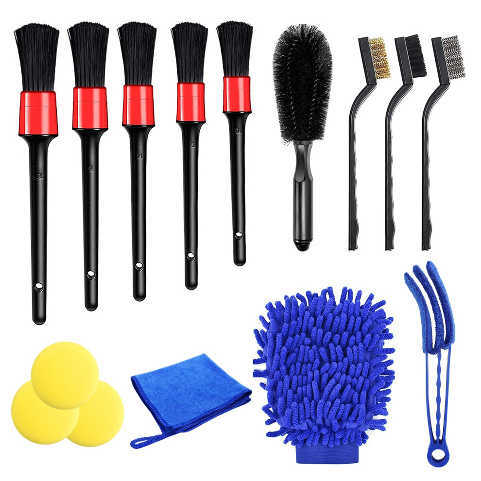 Uraqt Car Detailing Cleaning Brushes Kit, 15 Pcs Car Interior Washing Tool Set, Automotive Detail Brushes For Car Exterior, Interior, Air Vents, Dash 9551037220332