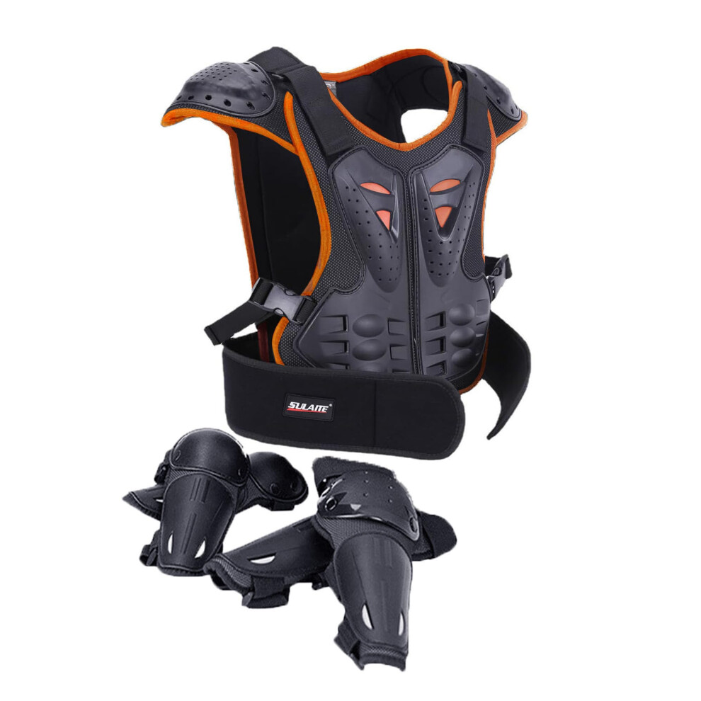 Upgraded 5-Piece Kids Motorcycle Armor Suit - Lightweight Chest Back Elbow Knee Guards, For Motocross Bmx Cycling Off-Road Bike Outdoor Sports Protec 7702157202681