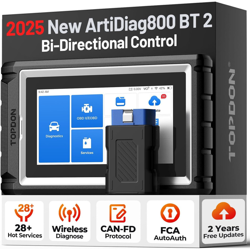 Topdon Artidiag800 Bt V2.0 Car Diagnostic Tool Bidirectional, All Systems Obd2 Scanner With 28+ Reset Services, Oil Reset/Epb/Sas/Tpms/Dpf, 2 Year Fr 1213488540305