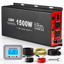 Lizbn 1500W/3000W(Peak) Pure Sine Wave Power Inverter DC 12V to 240V AC Converter with UPS Function Off-grid Power Converter UK Socket LCD Remote Con