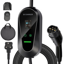 GROWNEER EV Charger 3 Pin Plug 49.21Ft/15M Type 2 Charging Cable 3kW, [6/8/10/13A] Electric Car granny Charger IP66 Advanced Protection car charging